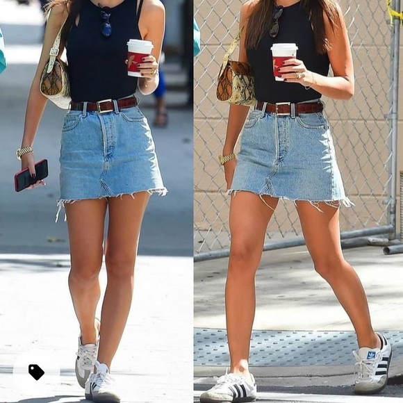 High waist stretchy denim skirt - Picture 3 of 7